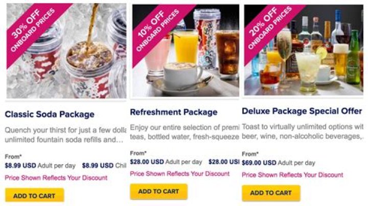 How much does a soda cost on a cruise?
