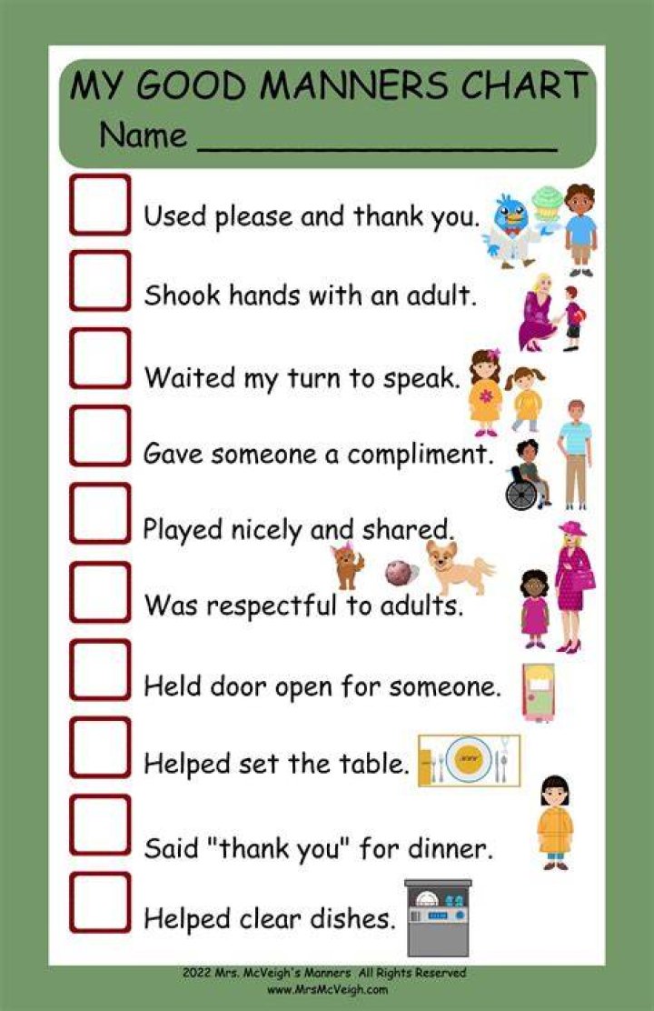 What are the 10 good manners?