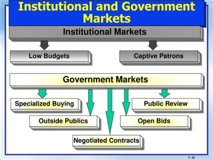 What is the difference between government and institutional markets?